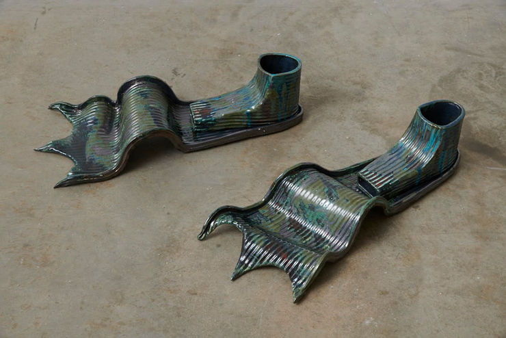 Paloma Proudfoot Small sips and neat steps, 2018 Glazed earthenware 150 x 630 x 250 mm (each)