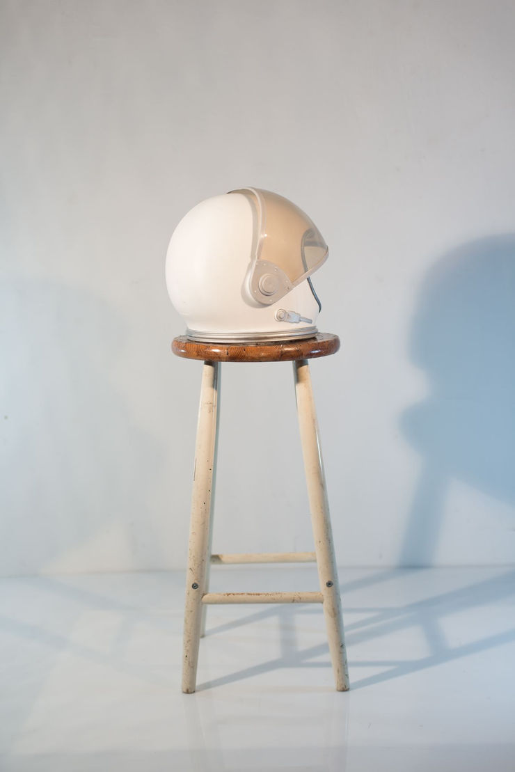T. Kelly Mason, Space Film Helmet and Stool, 2019
