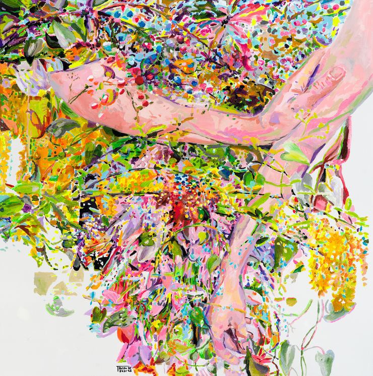 Tarlan Tabar, An Intertwined Recall Through Petals and Hands, 2023