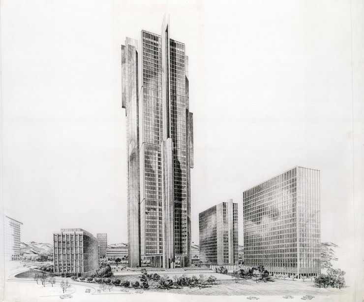 Carlos Diniz, Theme Building - Century City, 1963