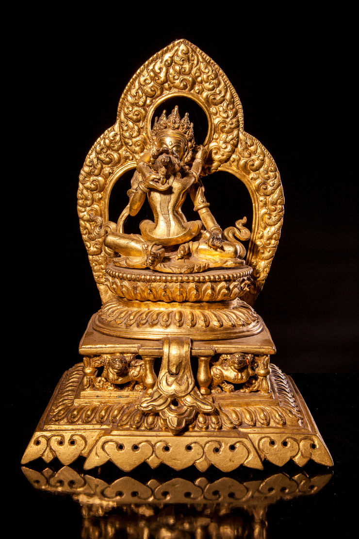 Jameson J Wood 19th Century Nepalese Gilt Metal Figurine of Chakrasamvara & Vajrayogini, 1863