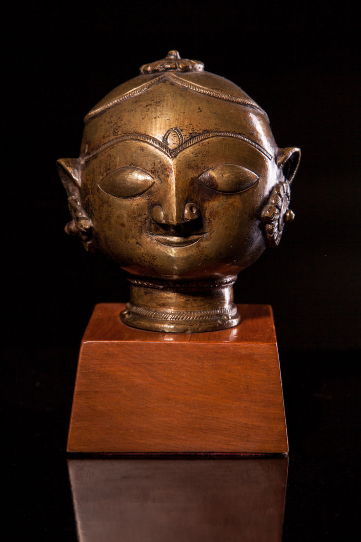 Jameson J Wood A Bronze Head with Flowerhead Topknot, 19th Century