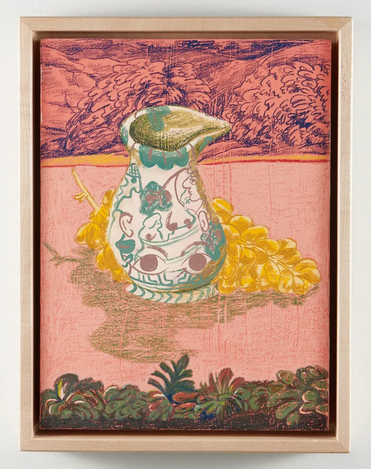 Alexei Mansour, Vase with Grapes in Landscape, 2021