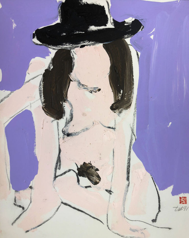 Freeman W. Butts Figurative Artwork by Freeman W. Butts (1928-1998), 1991 Charcoal and acrylic on cotton rag paper. Artist stamp, initials, and date. 14 x 17