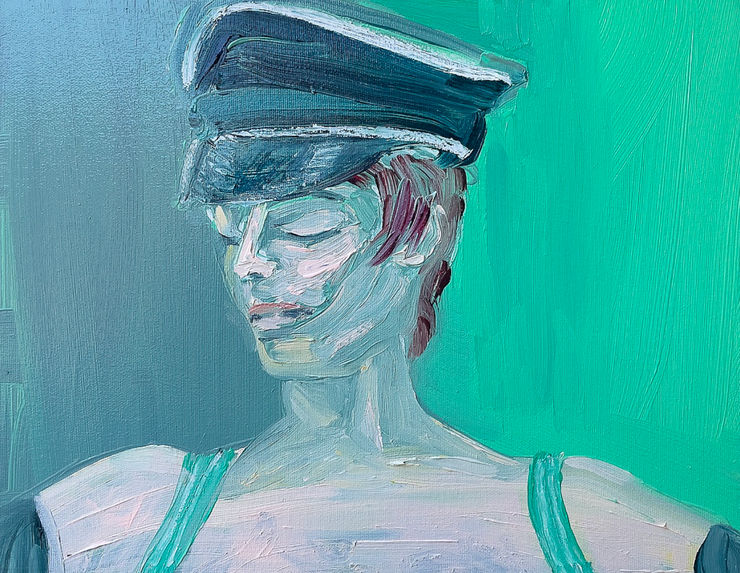 Claudia Doring Baez My Brother's Mind, Night Porter, "Singing Ends", 2024 Oil on canvas 11 x 14 in 27.9 x 35.6 cm