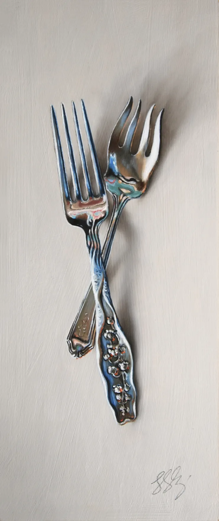 Leslie Lewis Sigler, Silver Pair #70, The Phantom and the Pretender, 2025