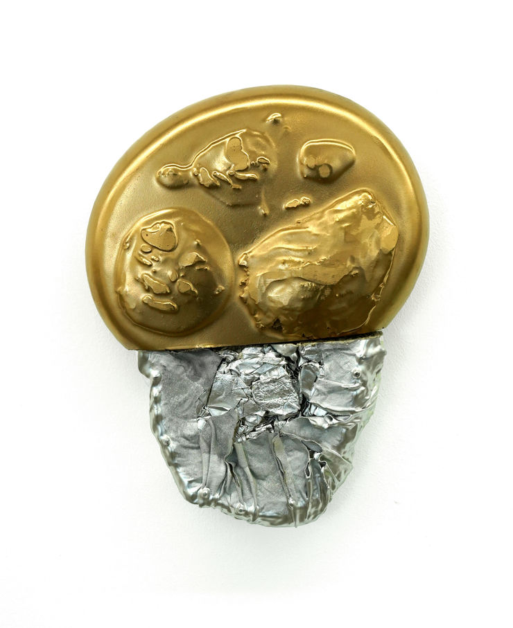 abstract wall sculpture gold/silver