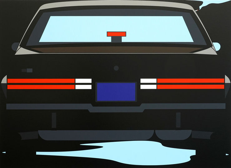 painting of the rear of a car