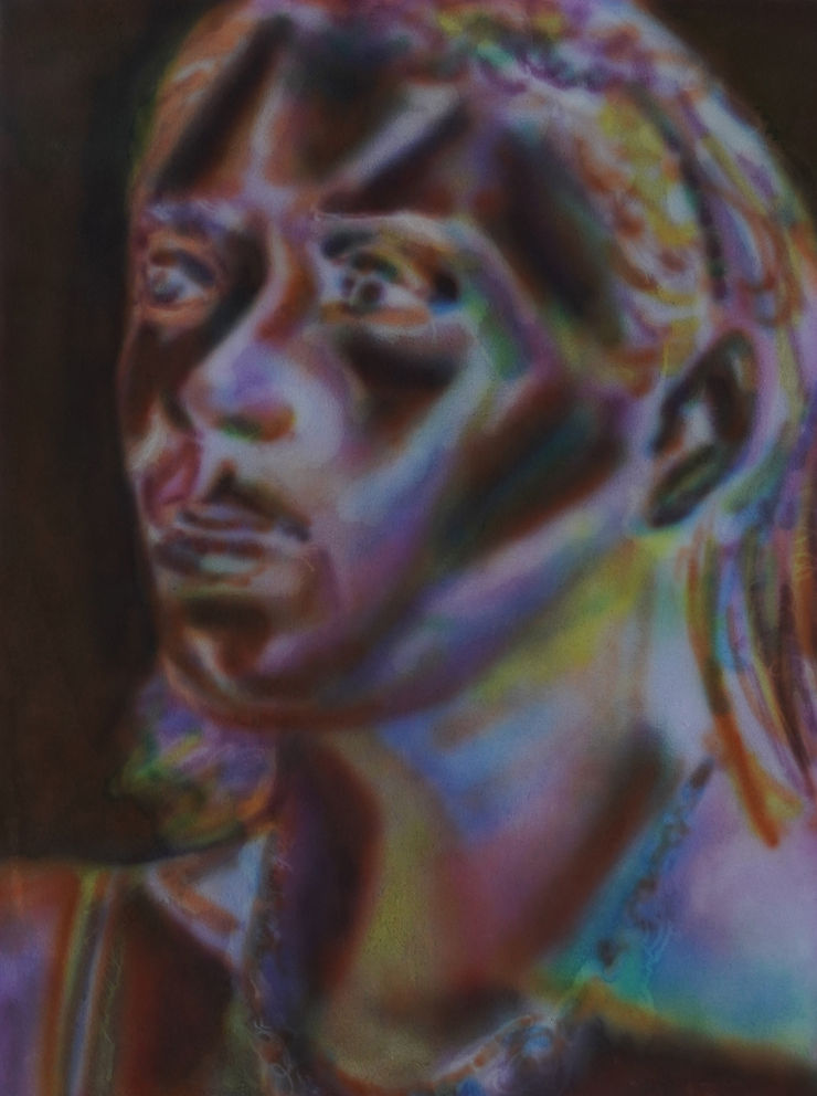 painting of a womans portrait in monochromatic hues