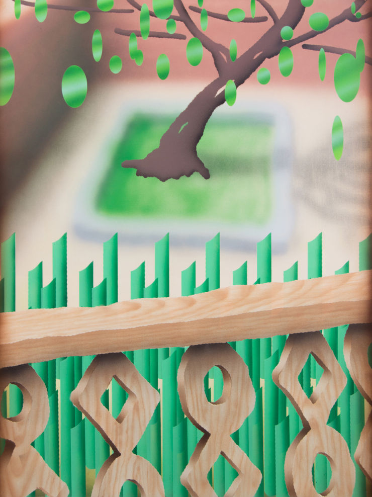 Luke Van H, tree-and-wood-fence, 2023