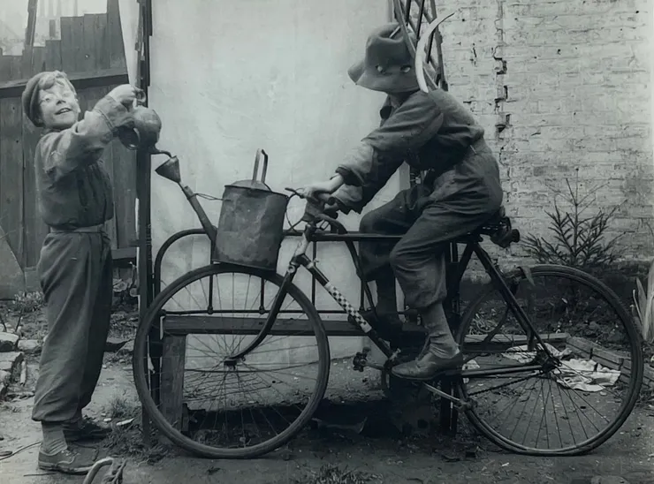 Nigel Henderson, Untitled (Samuels Boys with Watering can and bike) , 1949-54