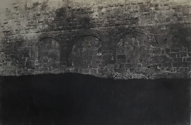 Auguste Salzmann, Jerusalem, The temple enclosure with Three Romanesque Doors, 1854