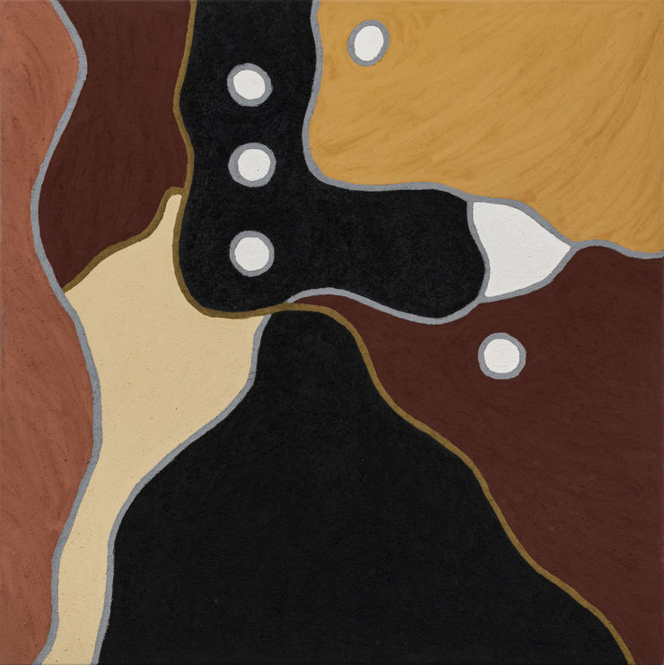 Lindsay Malay My Grandfather's Story, 2019 Natural ochre on canvas 120cm x 120cm