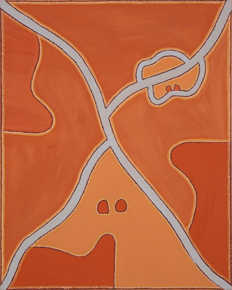Dora Griffiths Wickham River, 2018 Natural ochre on canvas 100cm x 80cm