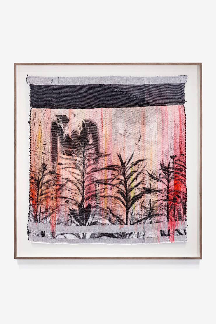 Abbey, 2023, Handwoven and hand-dyed cotton, solid walnut frame