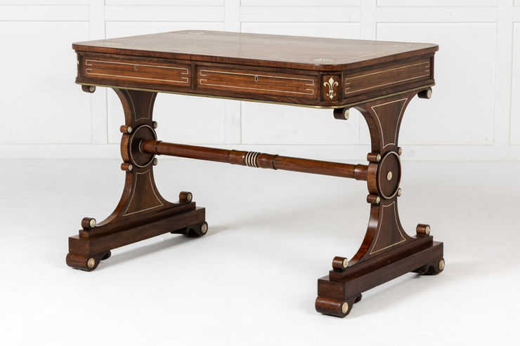 19th Century English Regency Rosewood Library Table