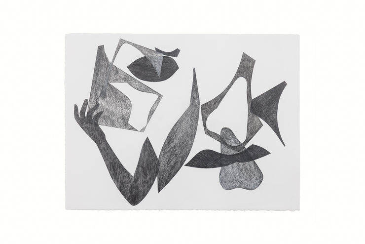 Frauke Dannert Fragile Twin (P05/25), 2025 graphite, papercollage 56 x 76 cm (framed) 76.2 x 57 cm (unframed)