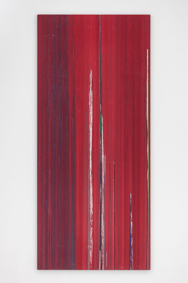 Hermann Nitsch Schüttbild, 2021 Acrylic on Canvas 270 x 120 cm 106 1/4 x 47 1/4 in