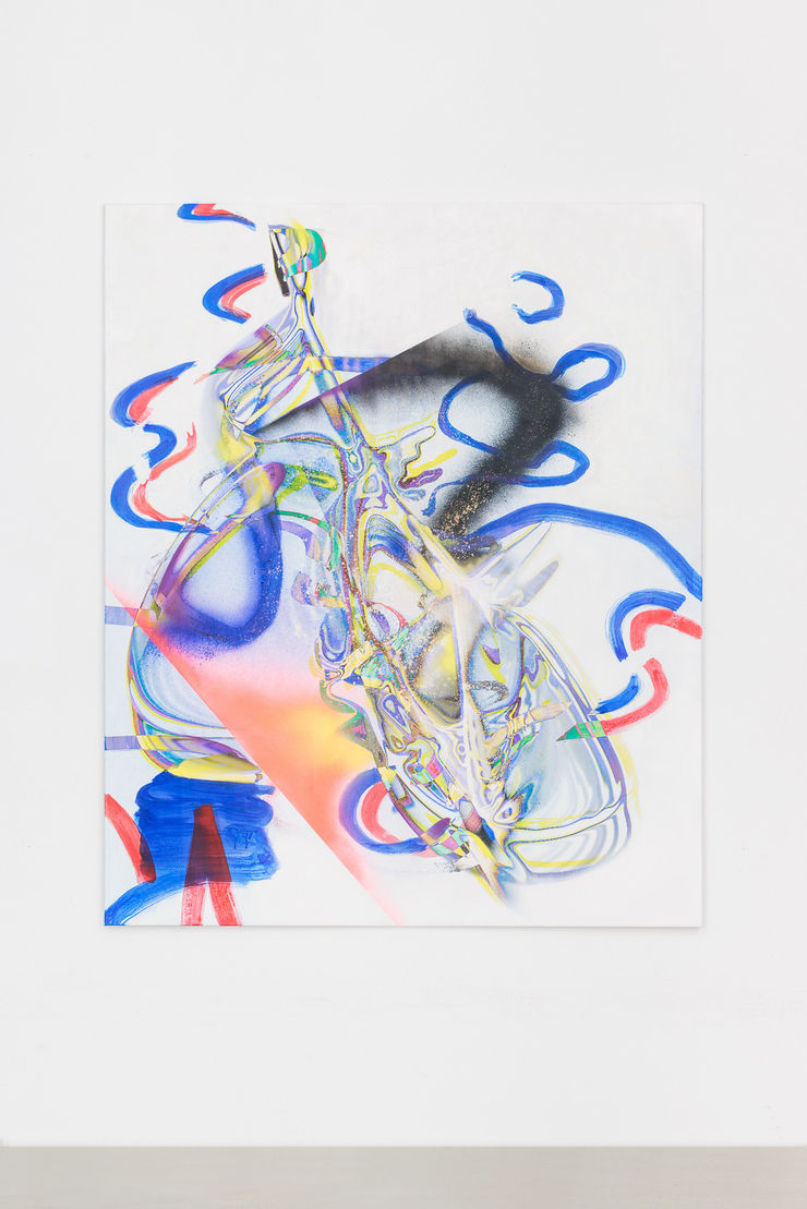 Fredy Solan Sunflower in D3_Bluish-Yellow_II, 2022 Acrylic and ink on canvas 160 x 180 cm 63 x 70 7/8 in