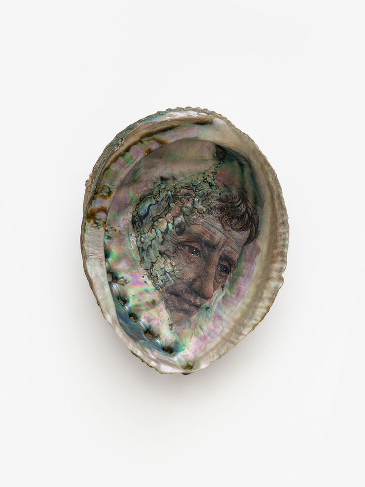 Chris Oh Reef, 2026 acrylic on abalone shell 16.2 x 12 x 5.1 cm 6 3/8 x 5 x 2 in