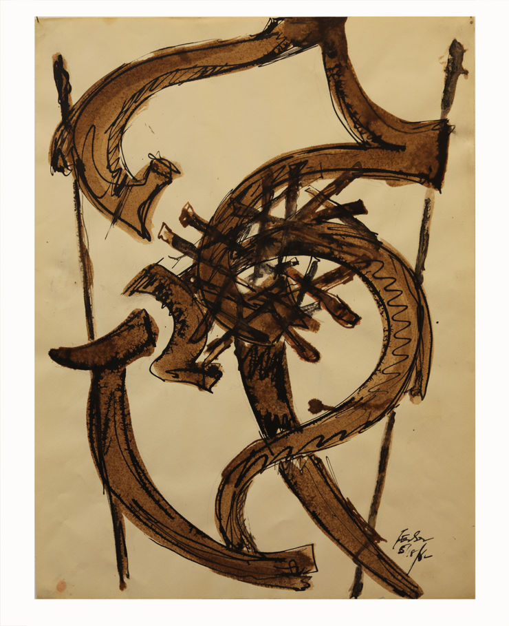 Herbert Ferber, Calligraph with two poles, 1962