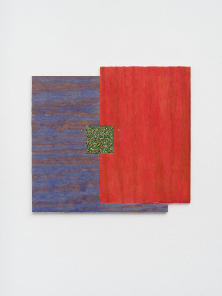 Richard Tuttle Blue/Red (mottled surface), 2002 acrylic, colored hot glue, gold powder, sawdust and styrofoam on fir plywood 40.5 x 44.5 cm 16" x 17-1/2"