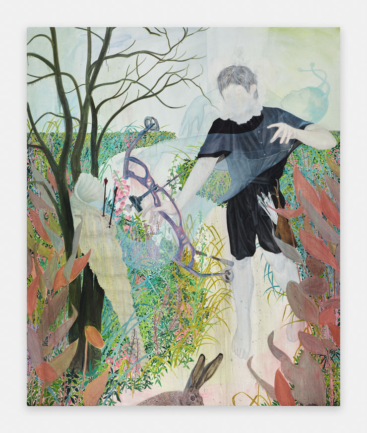 Ding Shilun Man in a Shell, 2024 Oil on linen 230 x 190 cm 90 1/2 x 74 3/4 in