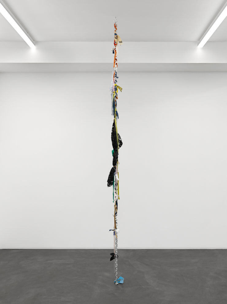Sitara Abuzar Ghaznawi Family Intervention (Susan), 2021 Fabric, mixed media and steel 300 x 20 cm 118 1/8 x 7 7/8 in
