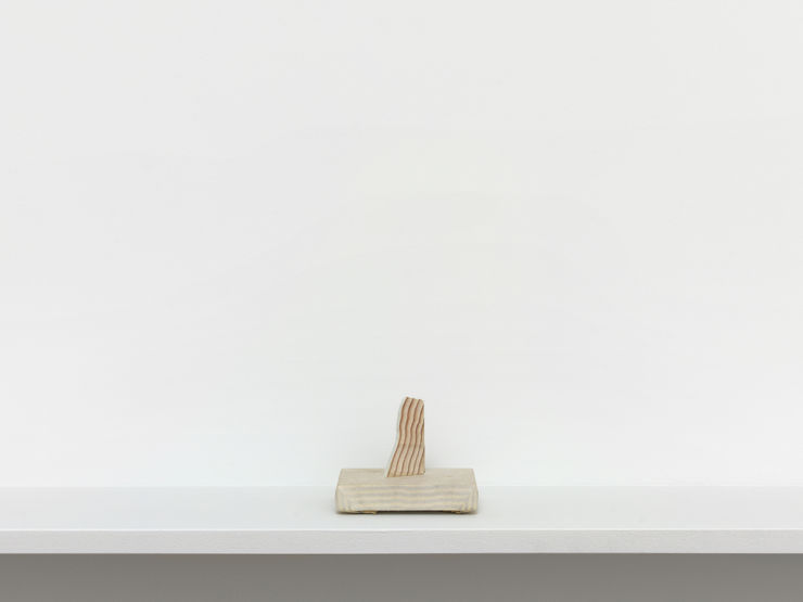 Eric Oglander Man of Letters, 2022 Plywood, Fabric from Button Down Shirt, Goatskin, Pine and Epoxy 7.6 x 10.2 x 7.6 cm 3 x 4 x 3 in