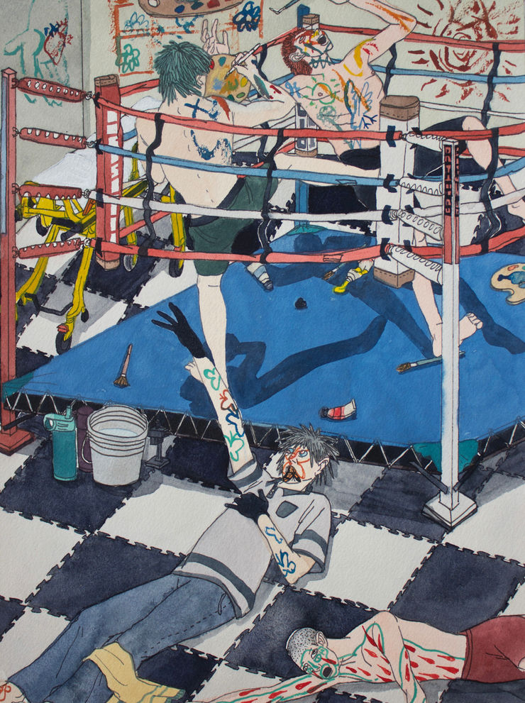 Ding Shilun D97 (Boxing ring), 2023 Watercolor on paper 31 x 23 cm 12 1/4 x 9 in