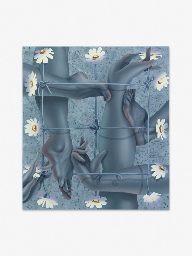 Sarah Slappey Blue Grid, 2022 Oil and acrylic on canvas 154.9 x 139.7 x 4.4 cm 61 x 55 x 1 3/4 in