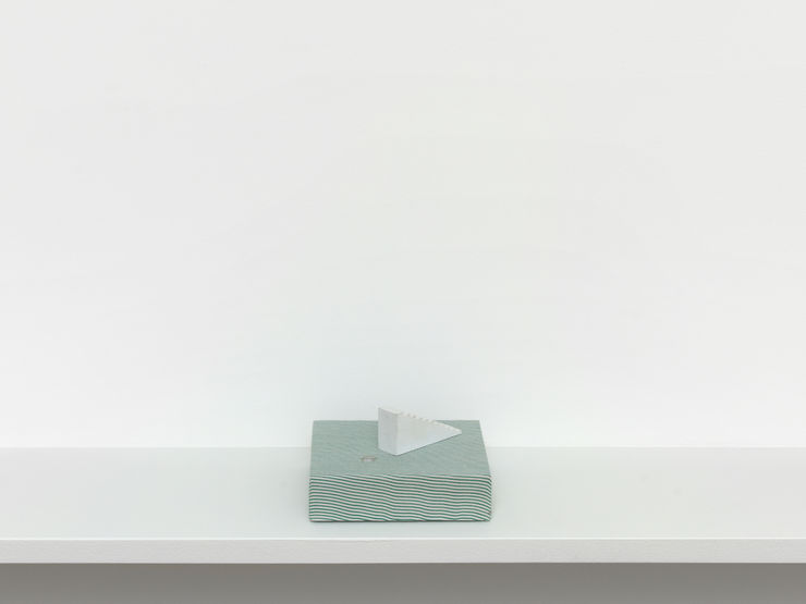 Eric Oglander It'll be fun, 2023 Pine, fabric from button down shirt, plywood, acrylic paint 12.1 x 10.16 x 6.35 cm 4.75 x 4 x 2.5 in