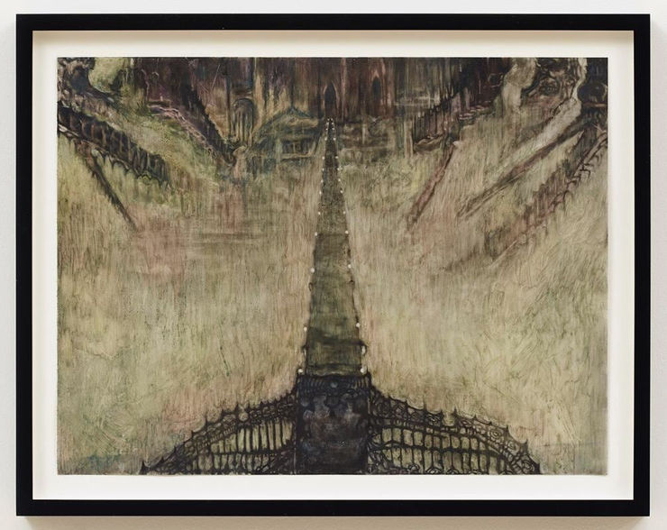 Stewart Uoo Runway to the Vampire Castle Spacecraft (after Yoshiaki Kawajiri), 2019 sumi ink, watercolor on polypropylene paper 22.9 x 30.5 cm 9 x 12 in