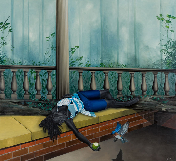 Ian Mwesiga, Lady with an apple, 2022