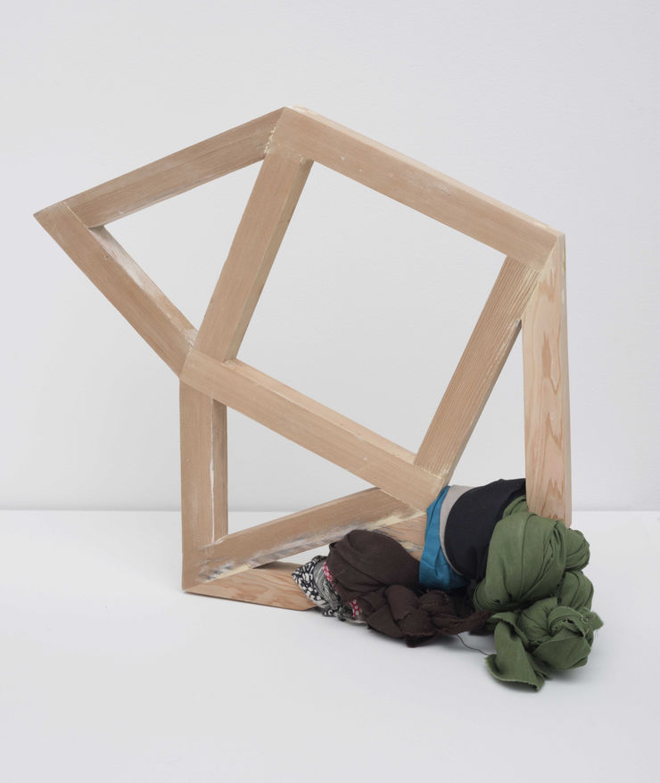 Karen Reimer Geometry in Outer Space or Heaven #28, 2015 Wood, graphite, fabric 17 1/2 x 20 x 7 in. 44.45 x 50.8 x 17.78 cm