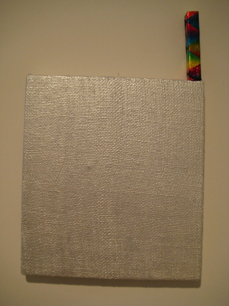 Dan Gunn Harlequin No. 2, 2008 polyester, foil, burlap and enamel on panel with wood 18 x 12 in. 45.72 x 30.48 cm