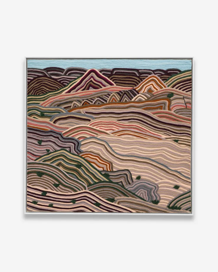 Cheryl Pope BETWEEN THE HEART AND THE LIGHT, 2026 needle-punched wool roving on cashmere 32 3/8 x 34 1/8 x 2 in (framed) 82.2 x 86.7 x 5.1 cm