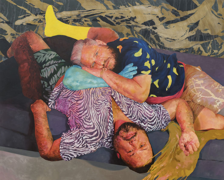 David Antonio Cruz nothatsummernight,theywashaway,theywashitallaway,away,theyalwaysgoaway, 2021 Oil, wax pencil and latex on wood panel 48 x 60 in. 121.9 x 152.4 cm.