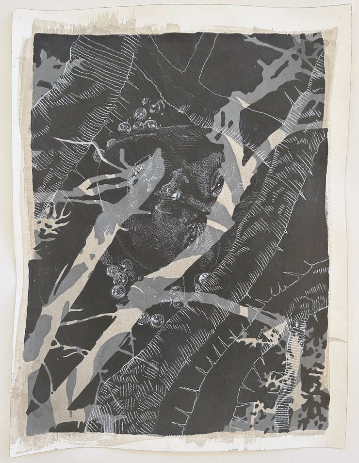 David Antonio Cruz Untitled 4 from the Chosen Family series, 2023 ink, flashe paint, and wax pencil on arches watercolor paper 20 3/4 x 17 in (framed) 52.7 x 43.2 cm