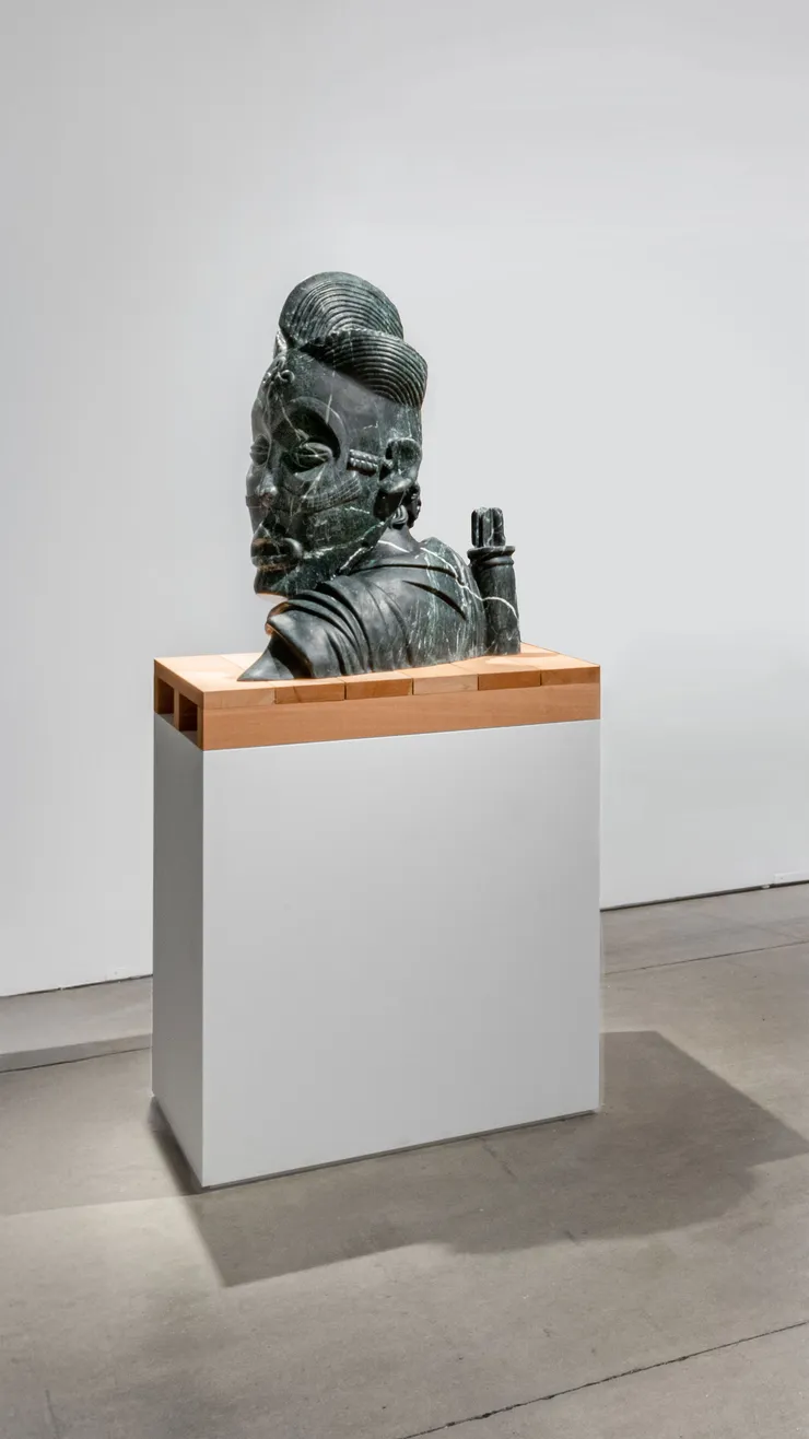 Sanford Biggers Apollo, 2023 Green Rameggiato marble with custom wooden riser height 36 in height 91.4 cm unique within a series (Edition record)