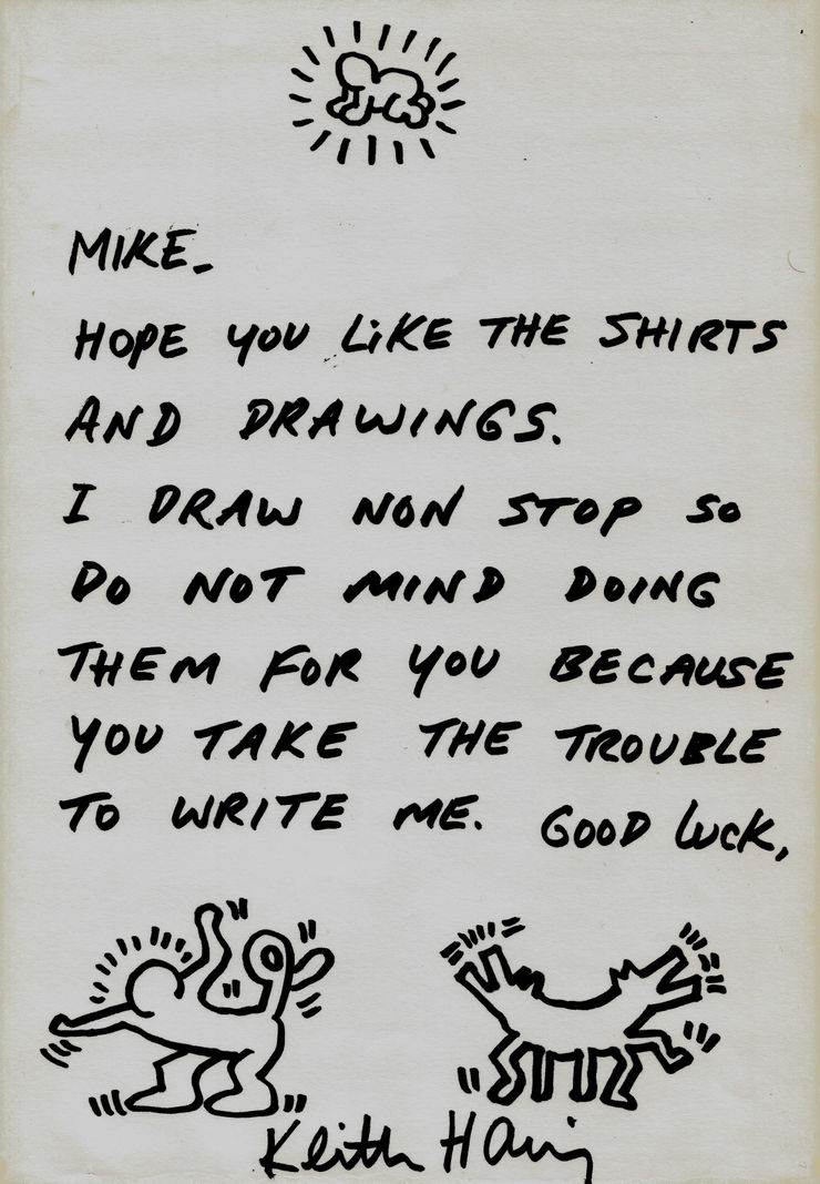 Keith Haring, Letter to Mike with drawings (RESERVED), 1988