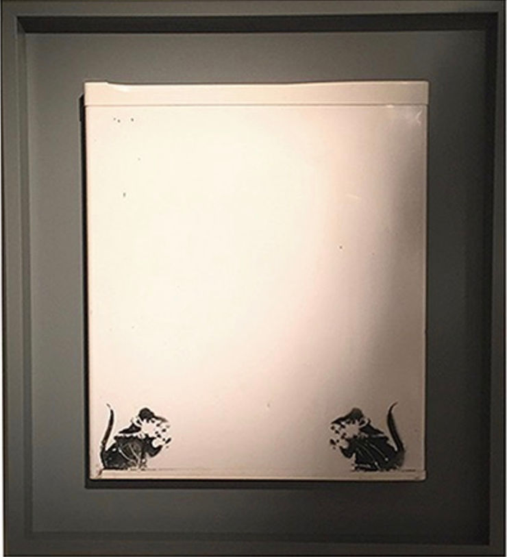 Banksy, "Bowler Hat Rats on fridge panel" aka "Lock Pick Rats" ., ca. 2004