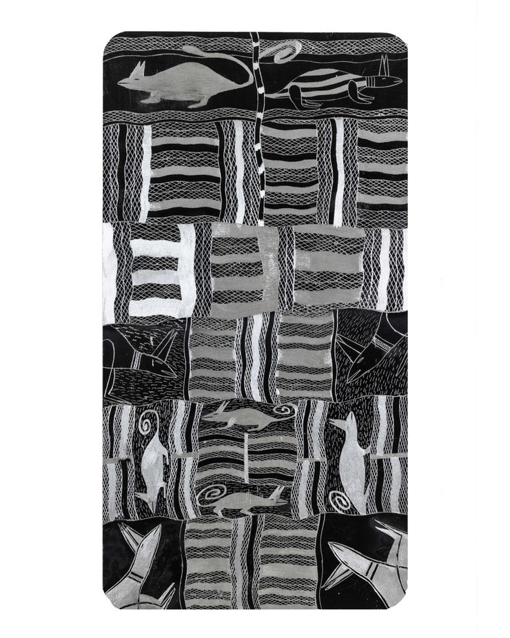 Bandarr Wirrpanda Marrŋu, 2023 Etched aluminium 85 x 45 cm