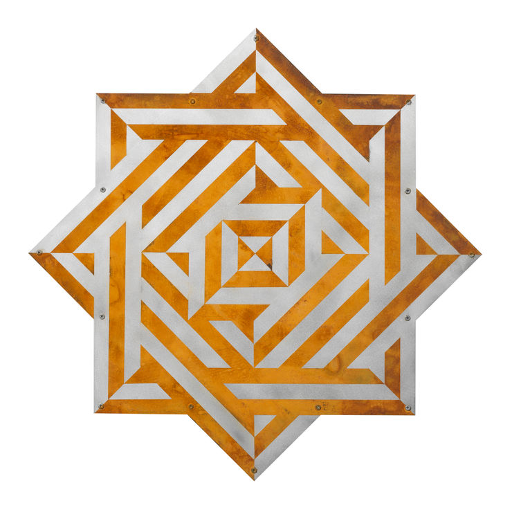 Drez Cycles, 2024 Iron powder, aluminium, timber 70.5 x 71 x 5 cm