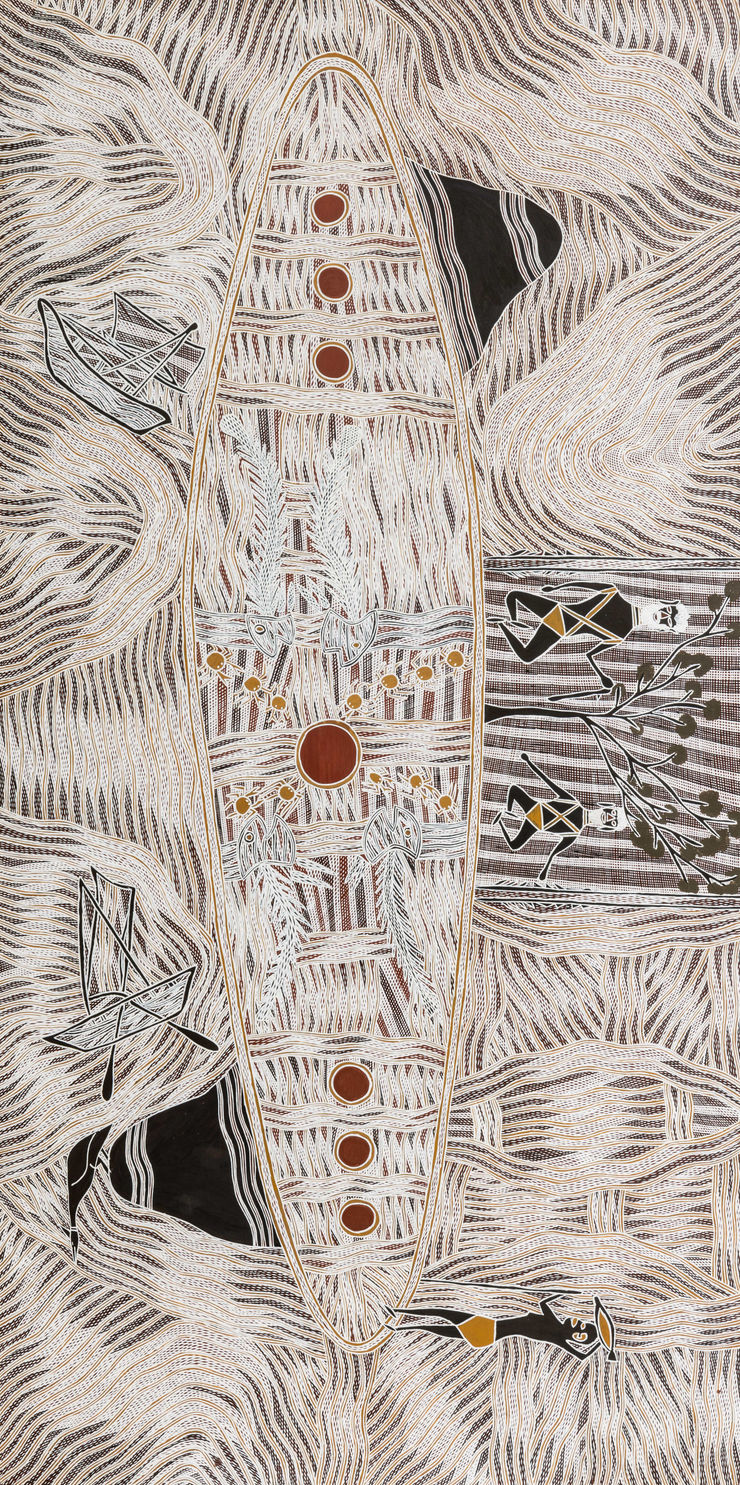 Yinimala Gumana Yiŋapuŋapu, 2021 Earth pigments on board 244 x 122 cm