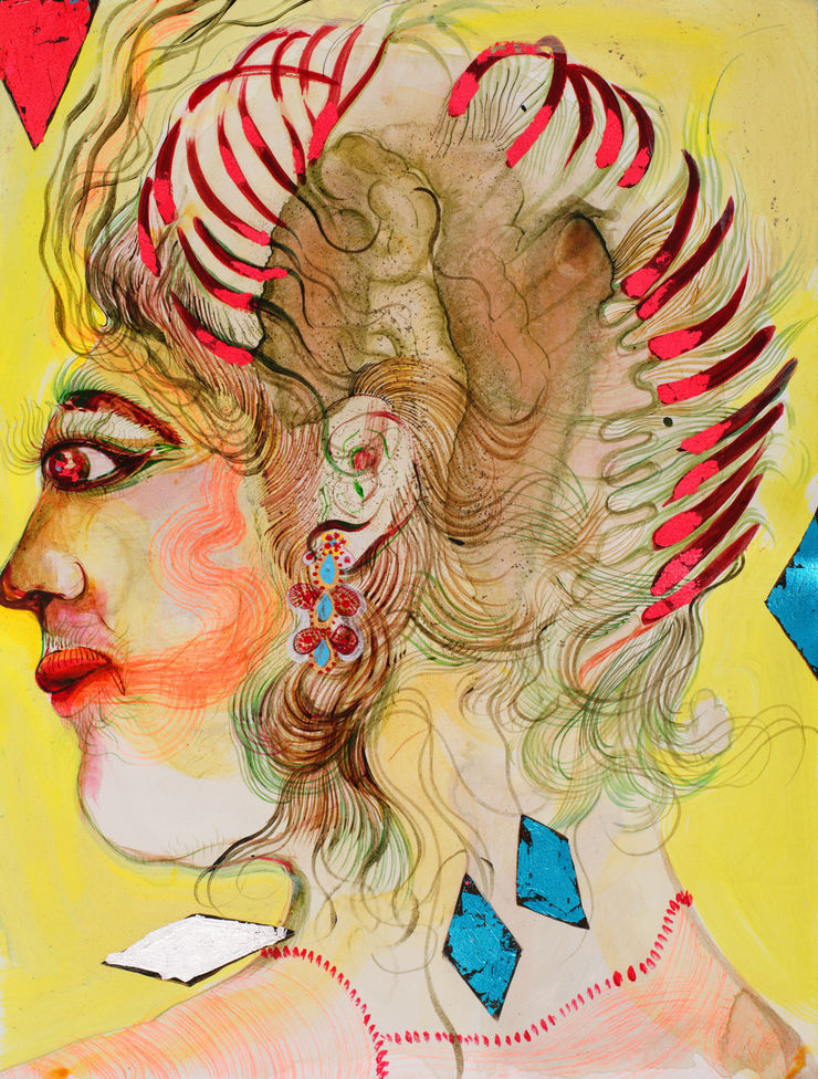 Yellow diamond imprecise in cut and stain made by earth dropped like watery rain making him quiver and see flicker of light that leaked to surround him in unseen weather and many thoughts of health.