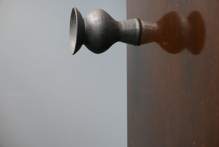 Hans Coper, Early Black Vessel with disc top in manganese glaze