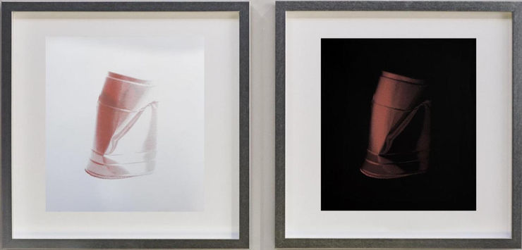 Paula Crown, Untitled (Solo Cup red on off-white) + Jokester , 2019