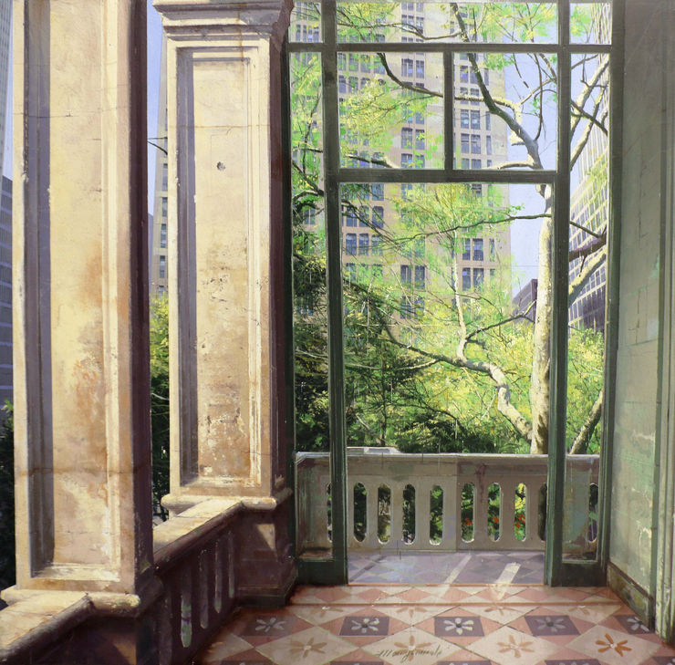 Matteo Massagrande New York, 2020 Oil and mixed media on board 50 x 50 cm 19.7 x 19.7 in