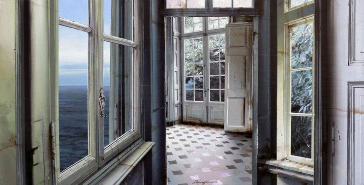 Matteo Massagrande Dopo la pioggia, 2019 Oil and mixed media on board 35 x 70 cm 13.8 x 27.5 in